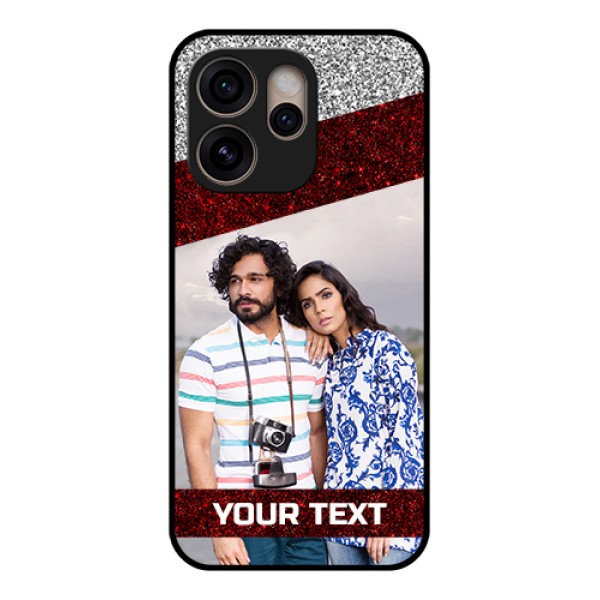 Oppo Reno 15 Pro 5G Custom Glass Phone Case - Image Holder With Glitter Strip Design Oppo Reno 15 Pro 5G Custom Glass Phone Case - Image Holder With Glitter Strip Design