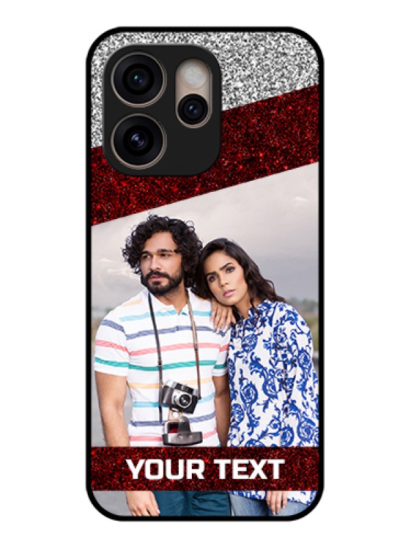 Custom Oppo Reno 15 Pro 5G Custom Glass Phone Case - Image Holder With Glitter Strip Design