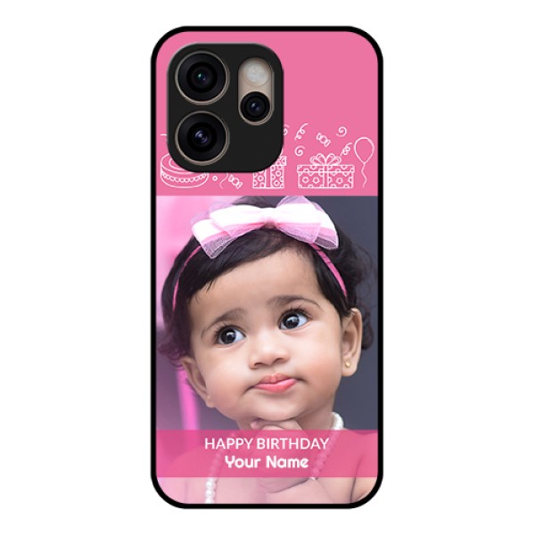 Oppo Reno 15 Pro 5G Custom Glass Phone Case - With Birthday Line Art Design Oppo Reno 15 Pro 5G Custom Glass Phone Case - With Birthday Line Art Design