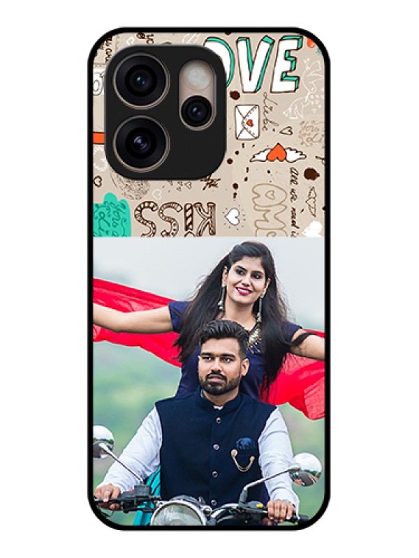 Custom Oppo Reno 15 Pro 5G Custom Glass Phone Case - Love Doodle Pattern