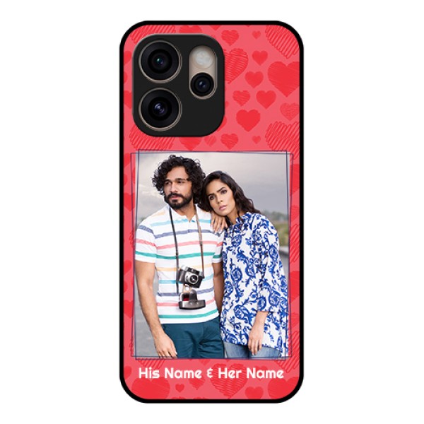 Oppo Reno 15 Pro 5G Custom Glass Phone Case - With Red Heart Symbols Design Oppo Reno 15 Pro 5G Custom Glass Phone Case - With Red Heart Symbols Design