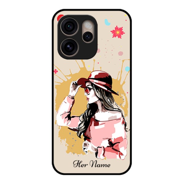 Oppo Reno 15 Pro 5G Custom Glass Phone Case - Women With Pink Hat Design Oppo Reno 15 Pro 5G Custom Glass Phone Case - Women With Pink Hat Design