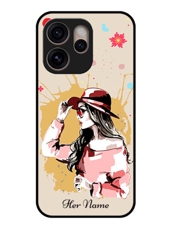 Custom Oppo Reno 15 Pro 5G Custom Glass Phone Case - Women With Pink Hat Design