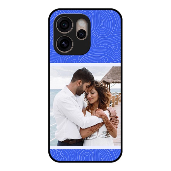 Oppo Reno 15 Pro 5G Custom Glass Phone Case - Curved Line Art With Blue And White Design Oppo Reno 15 Pro 5G Custom Glass Phone Case - Curved Line Art With Blue And White Design