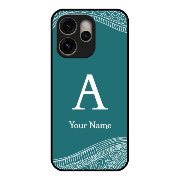 Oppo Reno 15 Pro 5G Custom Glass Phone Case - Line Art Pattern With Custom Name Design