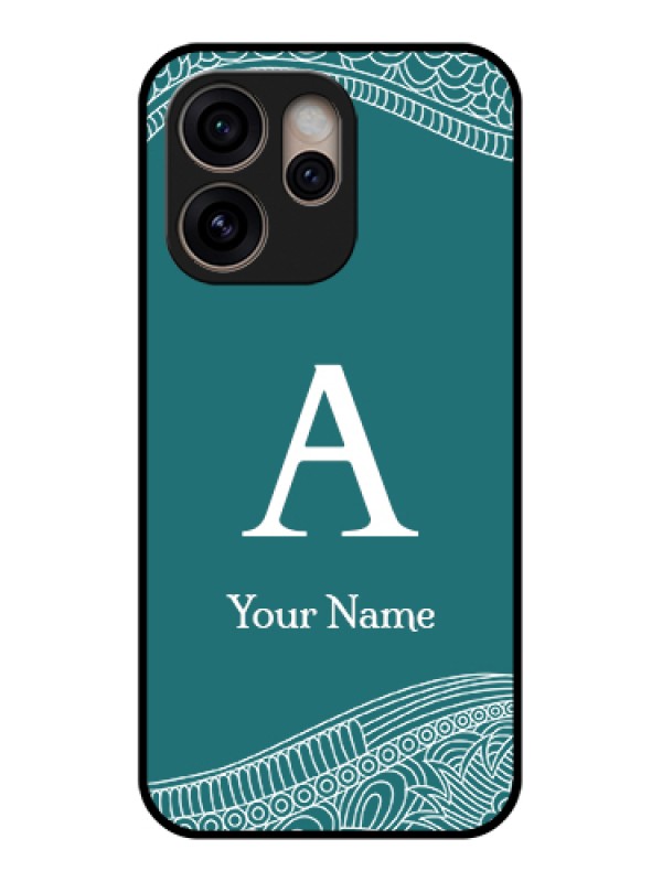 Custom Oppo Reno 15 Pro 5G Custom Glass Phone Case - Line Art Pattern With Custom Name Design