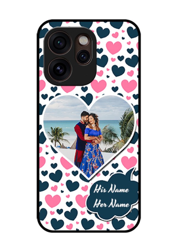Oppo Reno 15 Pro Mini 5G Custom Glass Phone Case - Pink & Blue Heart Design