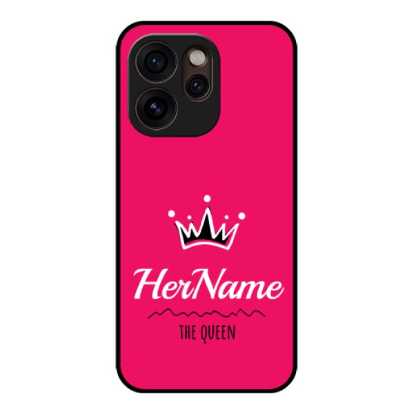 Oppo Reno 15 Pro Mini 5G Custom Glass Phone Case - Queen With Name Design Oppo Reno 15 Pro Mini 5G Custom Glass Phone Case - Queen With Name Design