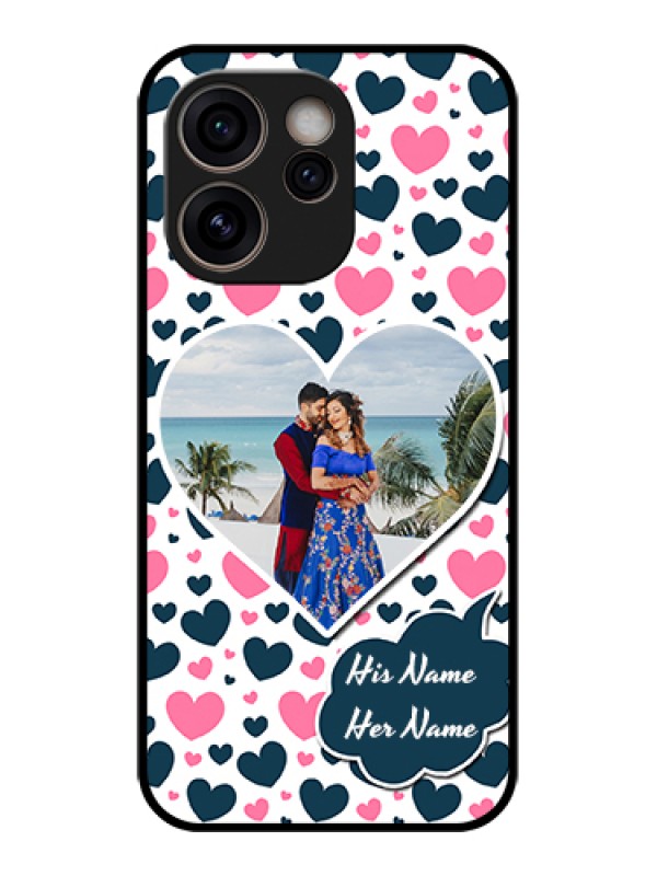 Custom Oppo Reno 15C 5G Custom Glass Phone Case - Pink & Blue Heart Design