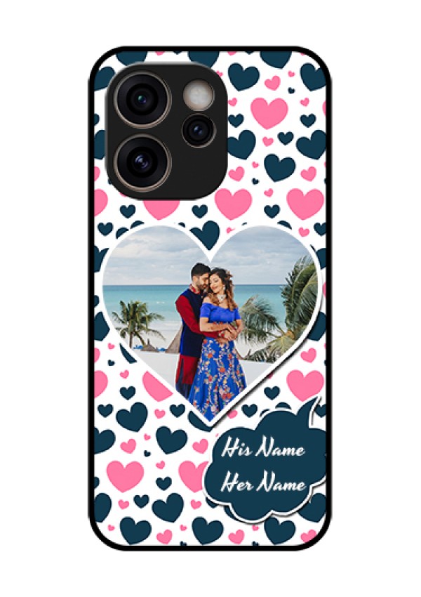 Oppo Reno 15C 5G Custom Glass Phone Case - Pink & Blue Heart Design