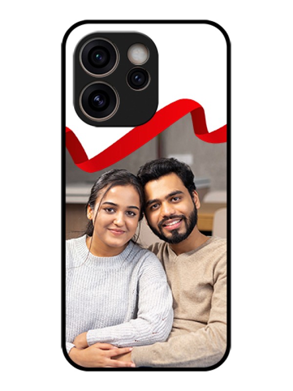 Custom Oppo Reno 15C 5G Custom Glass Phone Case - Red Ribbon Frame Design