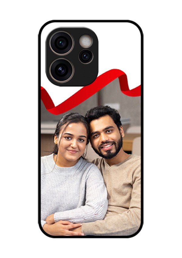 Oppo Reno 15C 5G Custom Glass Phone Case - Red Ribbon Frame Design
