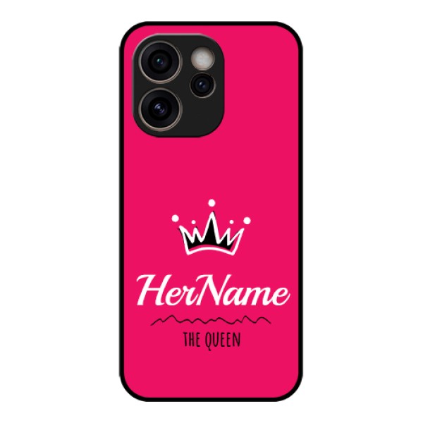 Oppo Reno 15C 5G Custom Glass Phone Case - Queen With Name Design Oppo Reno 15C 5G Custom Glass Phone Case - Queen With Name Design