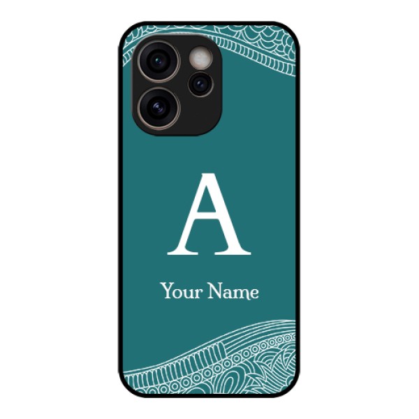 Oppo Reno 15C 5G Custom Glass Phone Case - Line Art Pattern With Custom Name Design