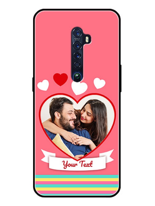 Custom Reno 2 Photo Printing on Glass Case  - Love Doodle Design