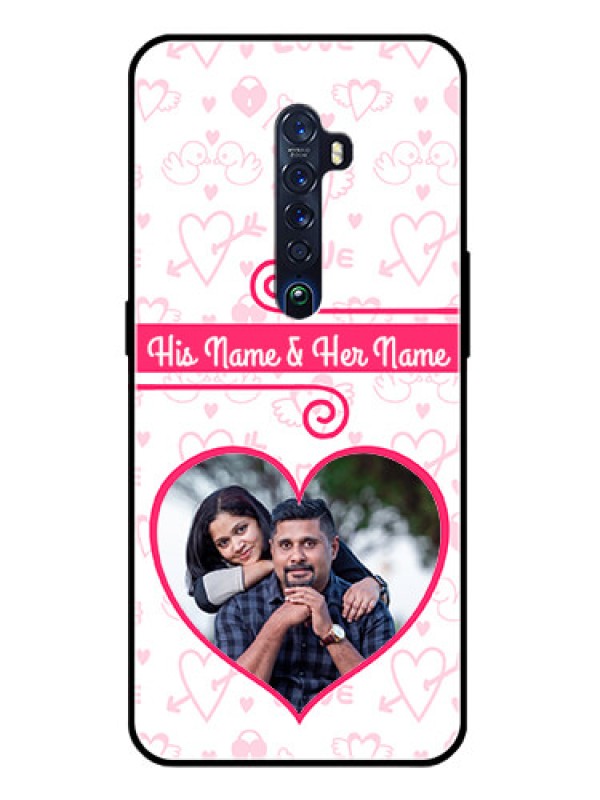 Custom Reno 2 Personalized Glass Phone Case  - Heart Shape Love Design