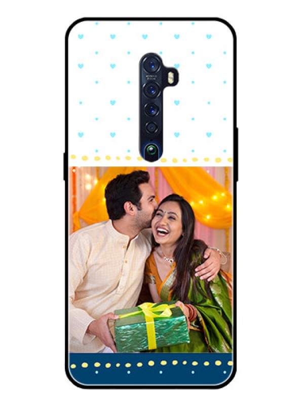 Custom Reno 2 Personalized Glass Phone Case  - White and Blue Abstract Design