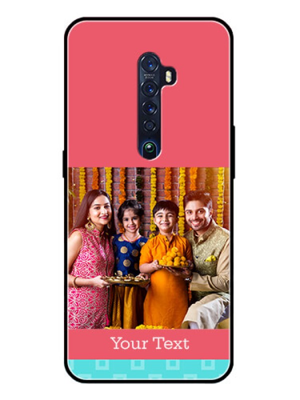 Custom Reno 2 Personalized Glass Phone Case  - Peach & Blue Color Design