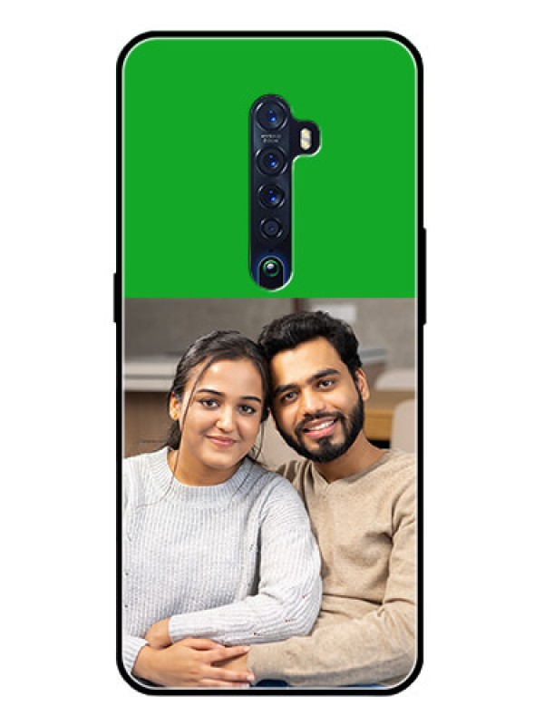 Custom Reno 2 Personalized Glass Phone Case  - Green Pattern Design