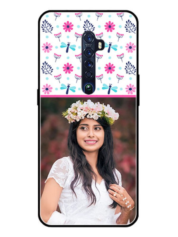 Custom Reno 2 Photo Printing on Glass Case  - Colorful Flower Design