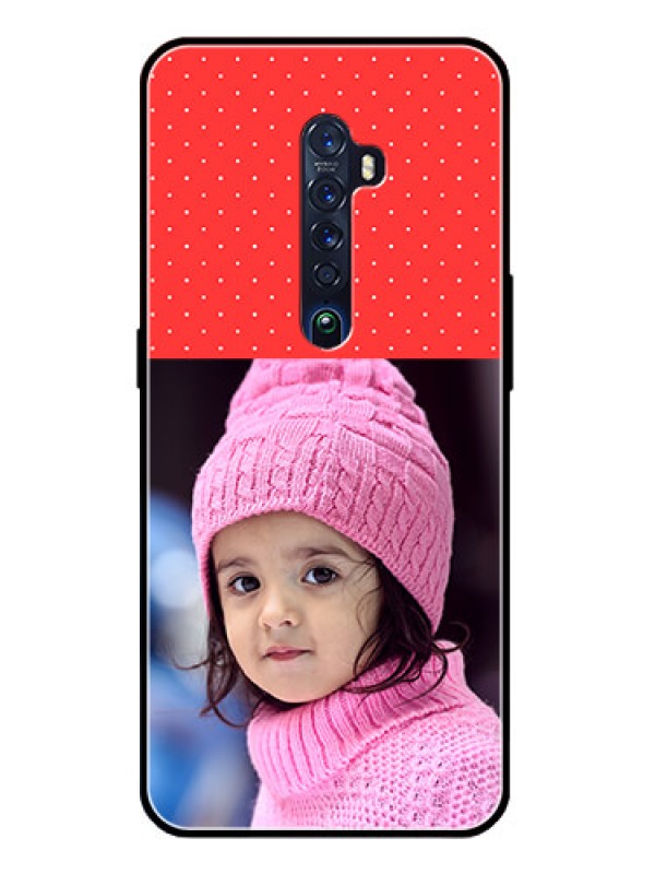 Custom Reno 2 Photo Printing on Glass Case  - Red Pattern Design