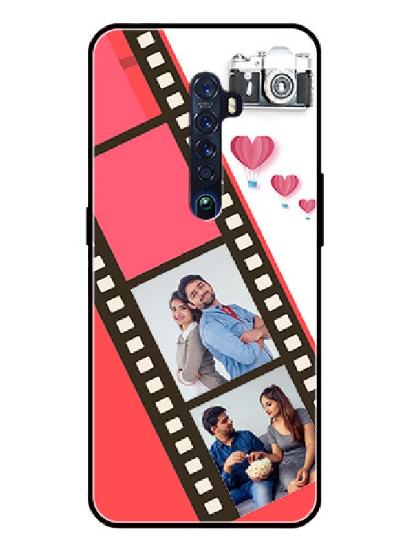 Custom Reno 2 Personalized Glass Phone Case  - 3 Image Holder with Film Reel