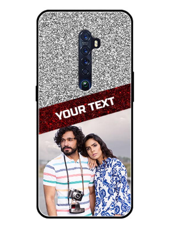 Custom Reno 2 Personalized Glass Phone Case  - Image Holder with Glitter Strip Design
