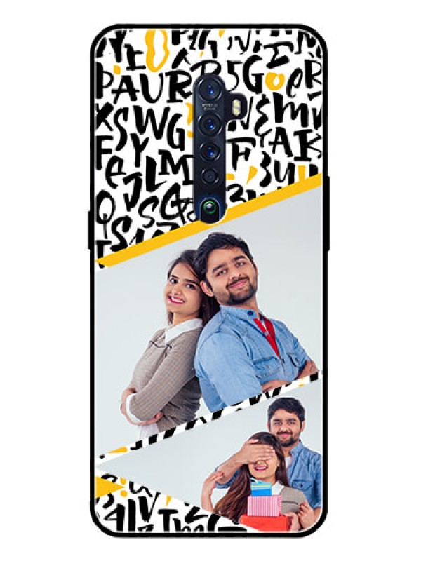 Custom Reno 2 Custom Glass Mobile Case  - Letters Pattern Design