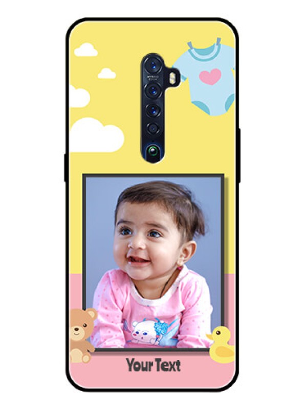 Custom Reno 2 Photo Printing on Glass Case  - Kids 2 Color Design