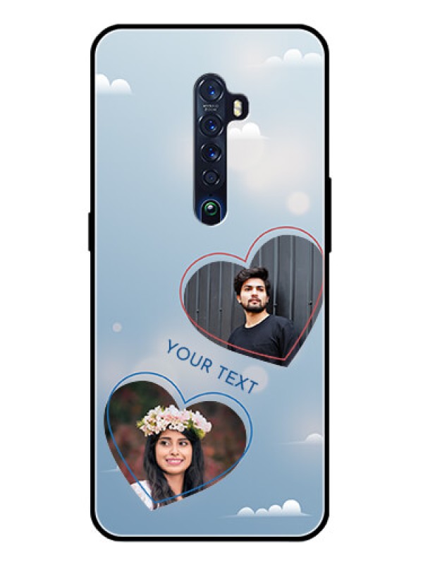 Custom Reno 2 Custom Glass Mobile Case  - Blue Color Couple Design 