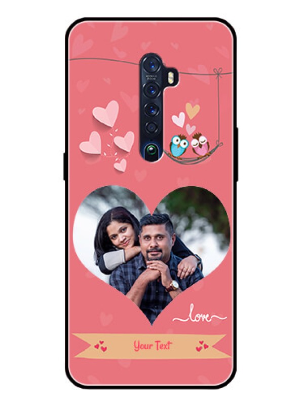 Custom Reno 2 Personalized Glass Phone Case  - Peach Color Love Design 