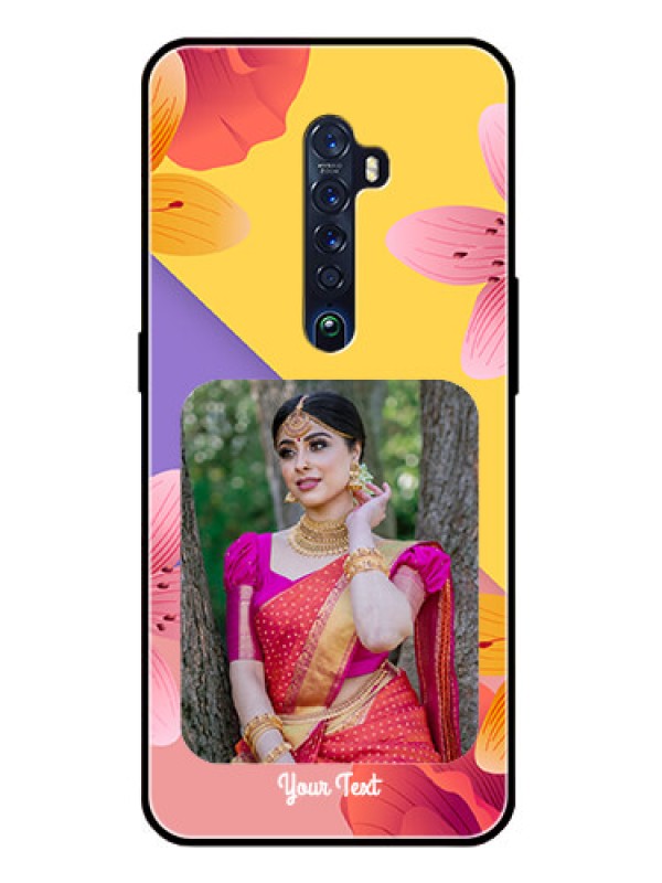 Custom Reno 2 Custom Glass Mobile Case  - 3 Image With Vintage Floral Design