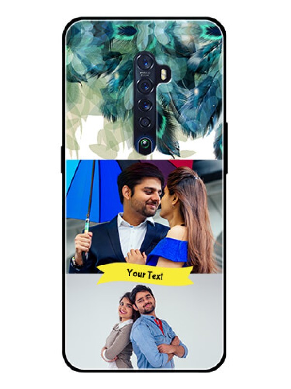 Custom Reno 2 Personalized Glass Phone Case  - Image with Boho Peacock Feather Design