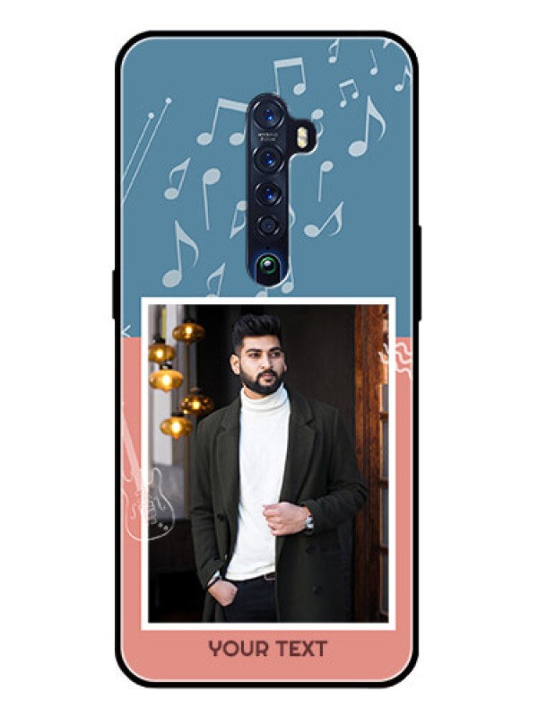 Custom Reno 2 Photo Printing on Glass Case  - with Color Musical Note Design