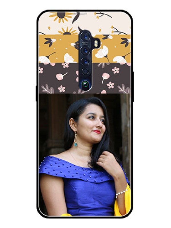 Custom Reno 2 Custom Glass Phone Case  - Stylish Floral Design