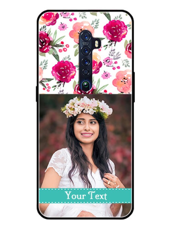 Custom Reno 2 Custom Glass Phone Case  - Watercolor Floral Design