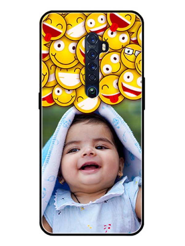 Custom Reno 2 Custom Glass Mobile Case  - with Smiley Emoji Design
