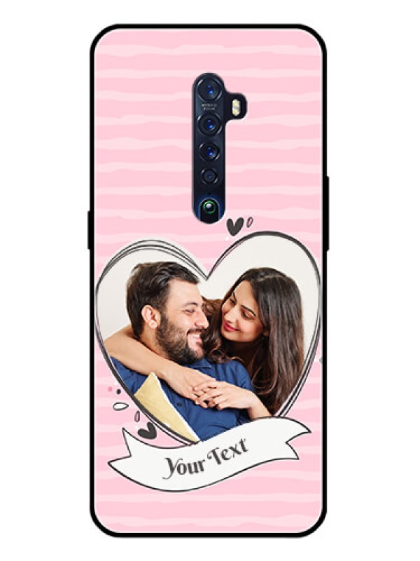 Custom Reno 2 Custom Glass Phone Case  - Vintage Heart Design