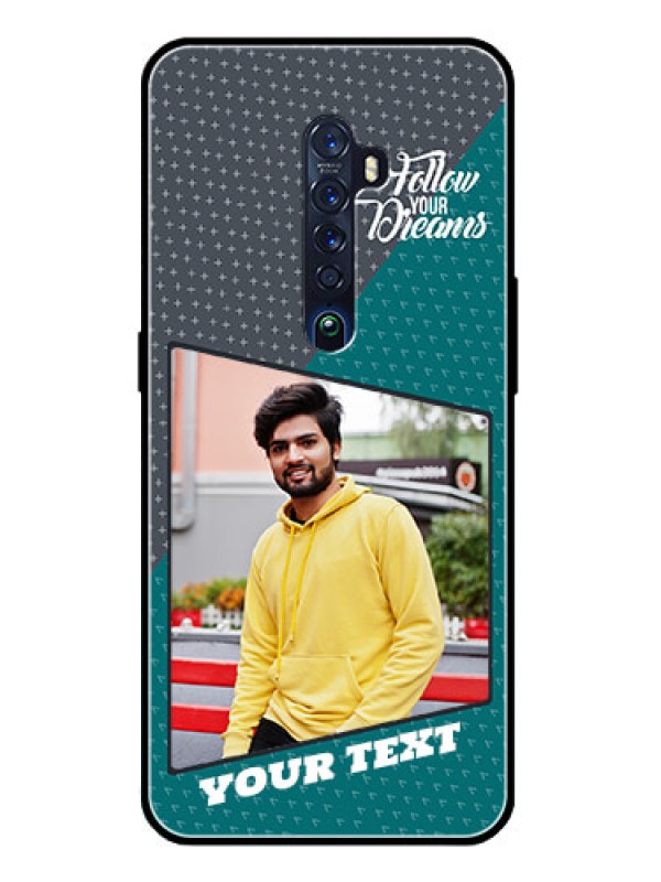 Custom Reno 2 Personalized Glass Phone Case  - Background Pattern Design with Quote