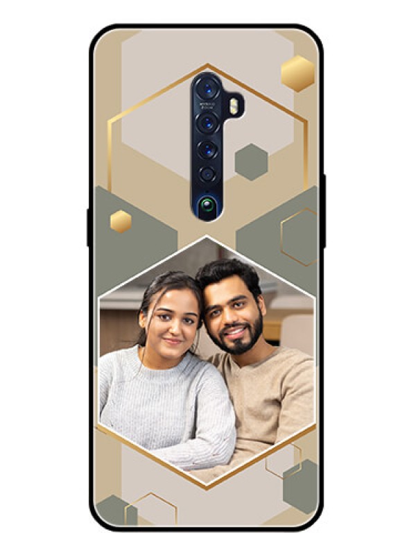 Custom Oppo Reno 2 Photo Printing on Glass Case - Stylish Hexagon Pattern Design