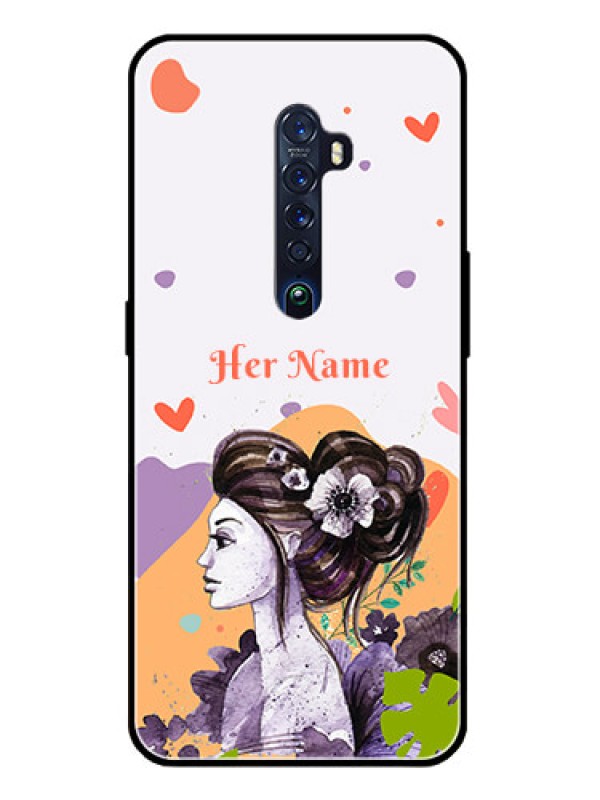 Custom Oppo Reno 2 Personalized Glass Phone Case - Woman And Nature Design