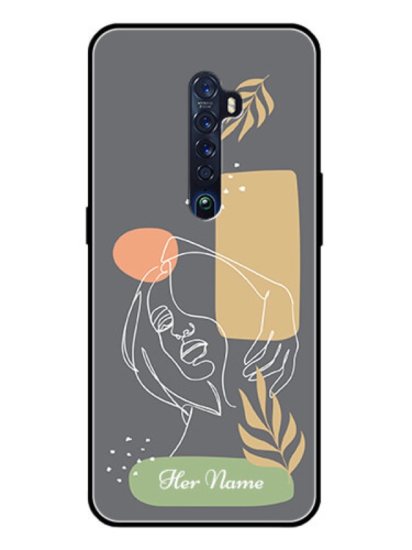 Custom Oppo Reno 2 Custom Glass Phone Case - Gazing Woman line art Design