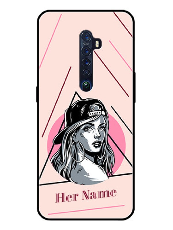 Custom Oppo Reno 2 Personalized Glass Phone Case - Rockstar Girl Design