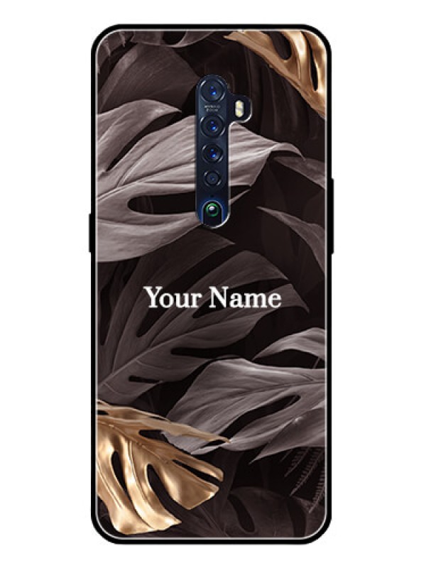 Custom Oppo Reno 2 Personalised Glass Phone Case - Wild Leaves digital paint Design