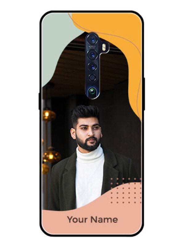 Custom Oppo Reno 2 Personalized Glass Phone Case - Tri-coloured overlay design
