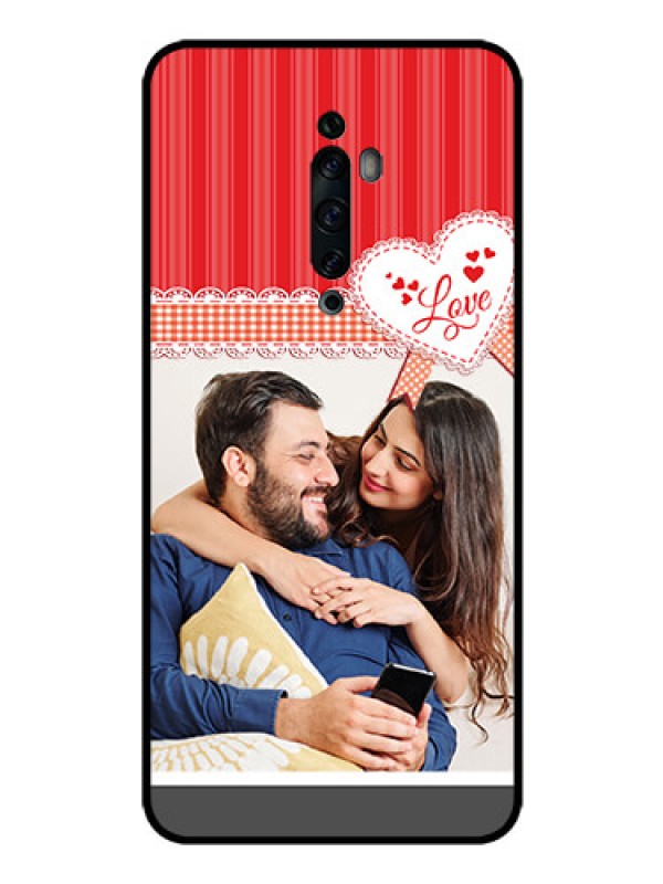 Custom Oppo Reno 2F Custom Glass Mobile Case  - Red Love Pattern Design