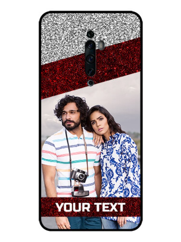 Custom Oppo Reno 2F Personalized Glass Phone Case  - Image Holder with Glitter Strip Design