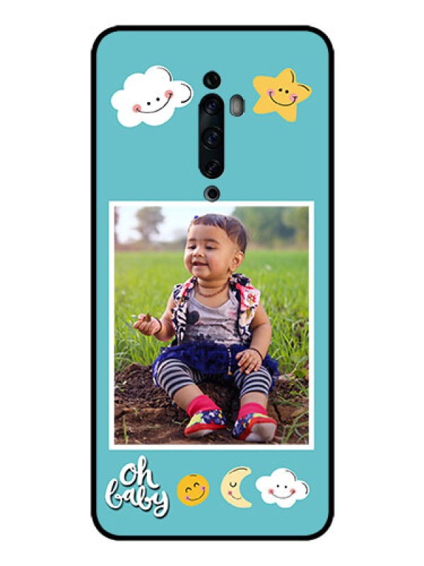 Custom Oppo Reno 2F Personalized Glass Phone Case  - Smiley Kids Stars Design
