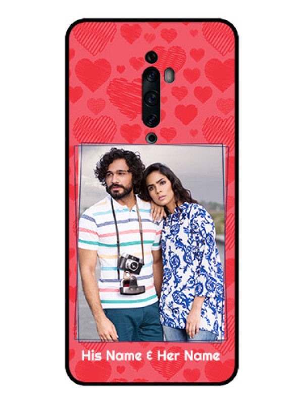 Custom Oppo Reno 2F Photo Printing on Glass Case  - with Red Heart Symbols Design