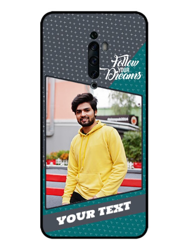 Custom Oppo Reno 2F Personalized Glass Phone Case  - Background Pattern Design with Quote